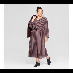 Universal Thread / Women’s Striped Long Sleeve Tie Front Jumpsuit Navy